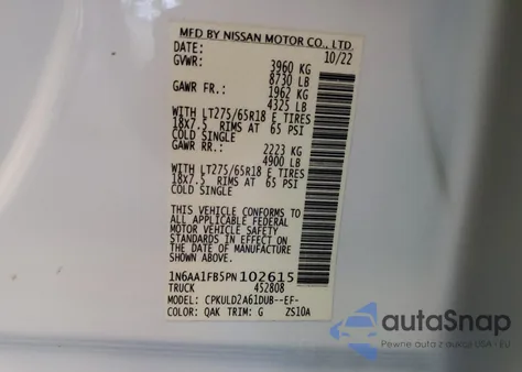 2023 Nissan Titan Xd Sv from USA, damaged, VIN 1N6AA1FB5PN102615